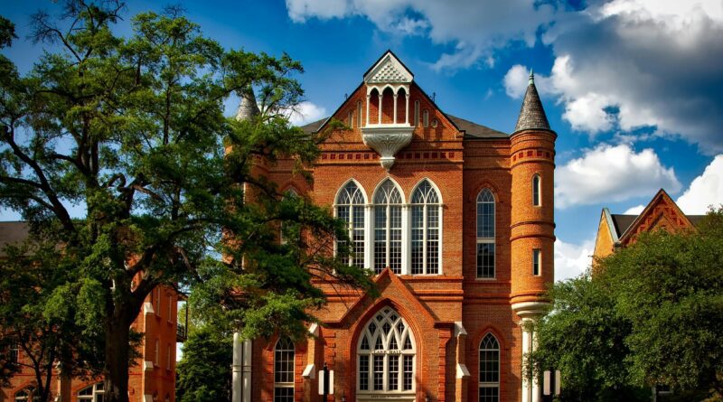 Captivating view of Clark Hall at the University of Alabama with its iconic brick facade.