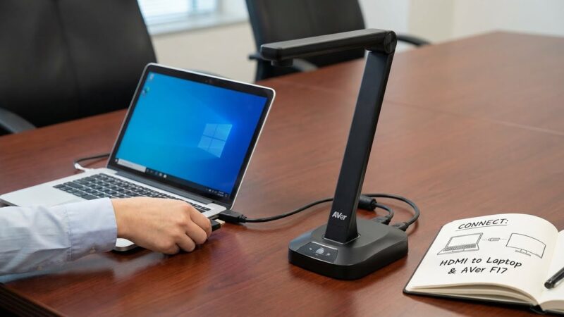how to connect document camera aver f17 to laptop
