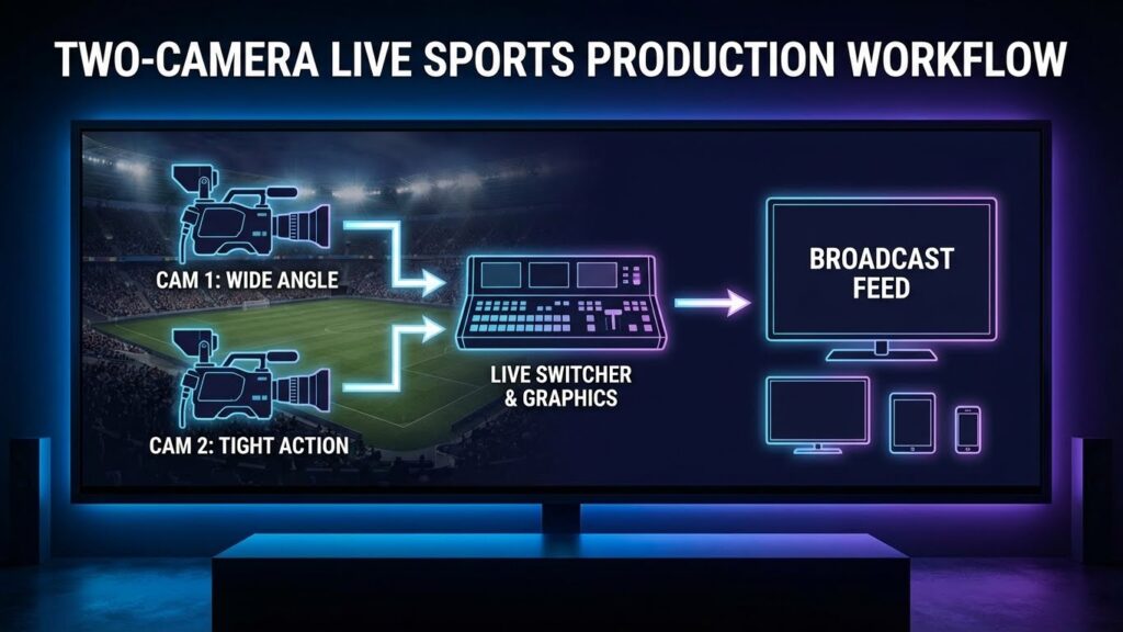how to use two cameras live sports to video